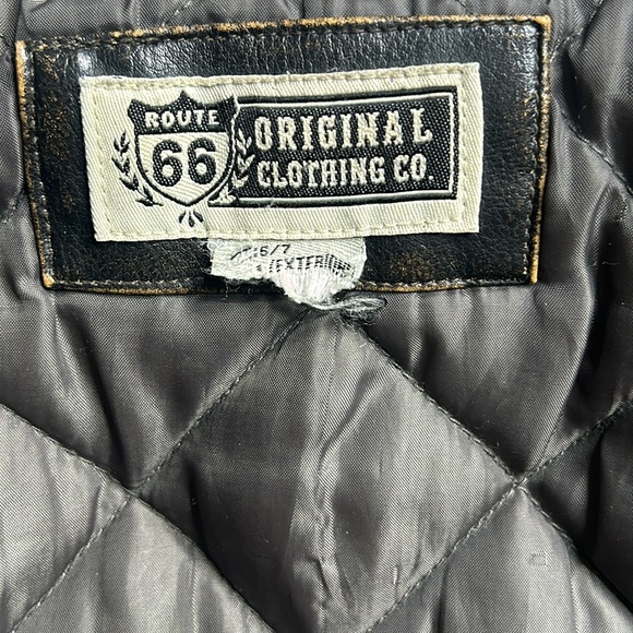 Kids Vintage Route 66 Original Clothing Co. Leather Jacket With Sherpa Collar - Picture 10 of 10